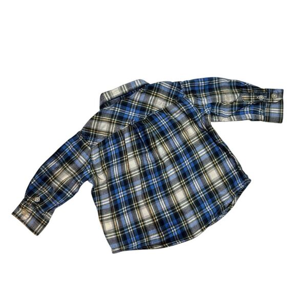 The Children’s Place Boys Blue Flannel Plaid Button Down Dress Shirt 6-9 Months - Picture 2 of 15